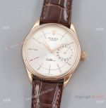 AAA Swiss Copy Rolex Cellini Date 39mm Men's Watches Rose Gold Silver Dial Cal 3195